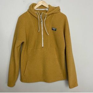 L.L Bean Mustard Yellow Katahdin Fleece 1/2 Zip Hooded Pullover Women’s Xsmall
